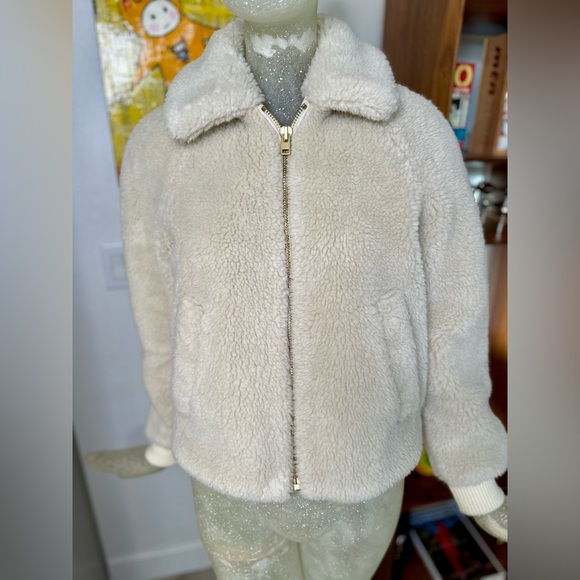 J.Crew Women’s Ivory Sherpa Teddy Zip-Up Jacket w/ Pockets. Size XXS - Picture 5 of 13